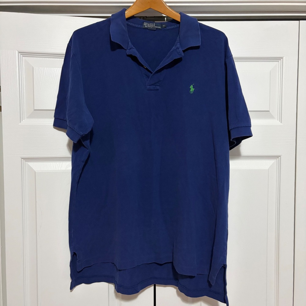 Polo Ralph Lauren Polo Shirt Mens XL Navy Blue Logo Preppy Academic Cotton Golf